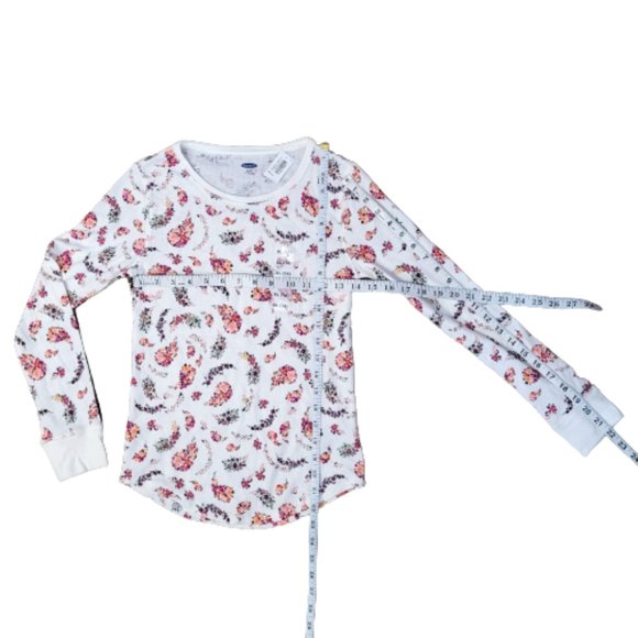 Old Navy Thermal Waffle Knit Long Sleeve Floral Tee Shirt Girls size XL 14 NWT - Picture 6 of 6